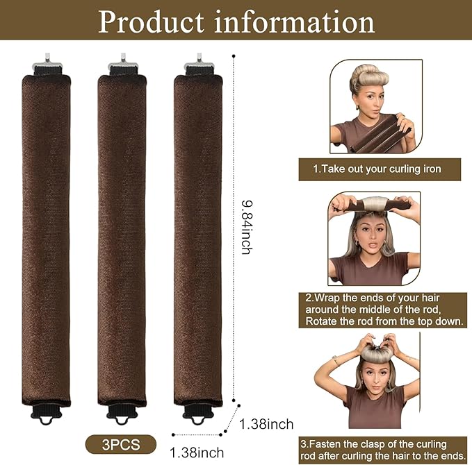 Beyeza Blowout Hair Rollers – Heatless Curls Kit with Satin Cap