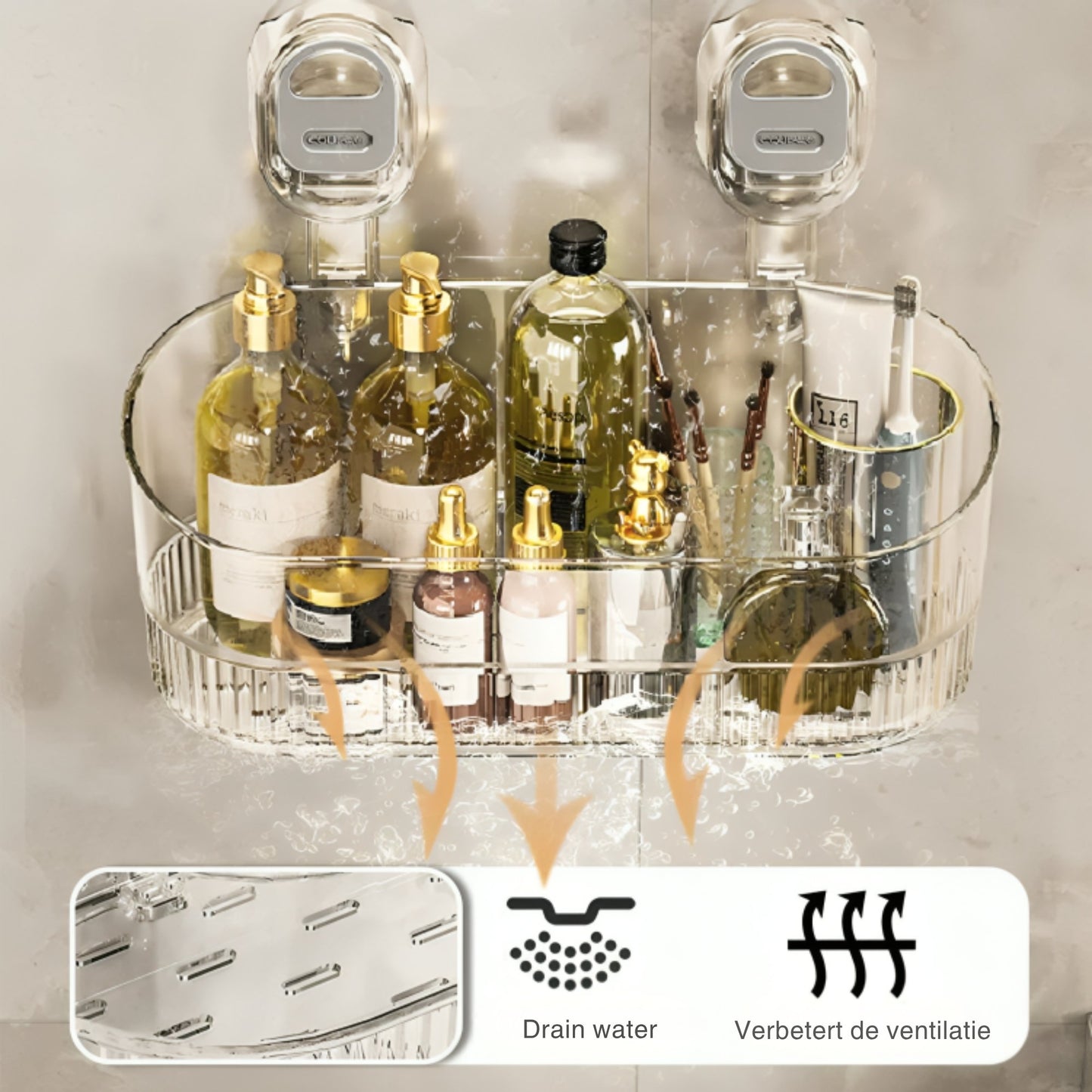 GripRack™ – Compact Wall Storage Rack with Drainage Hole (No Drilling)