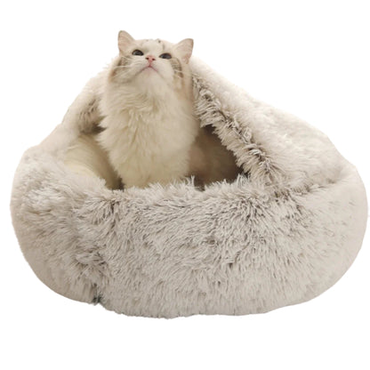 Soft Plush Pet Bed – Warm Covered Cat & Small Dog Sleeping Nest