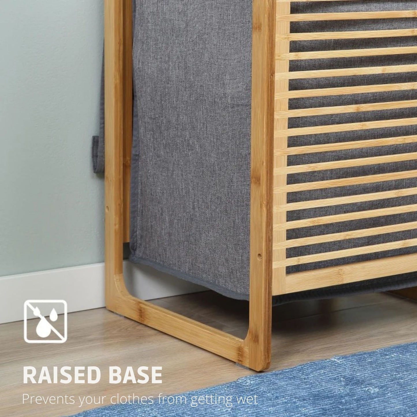 Large Bamboo Laundry Basket – Breathable Fabric Hamper