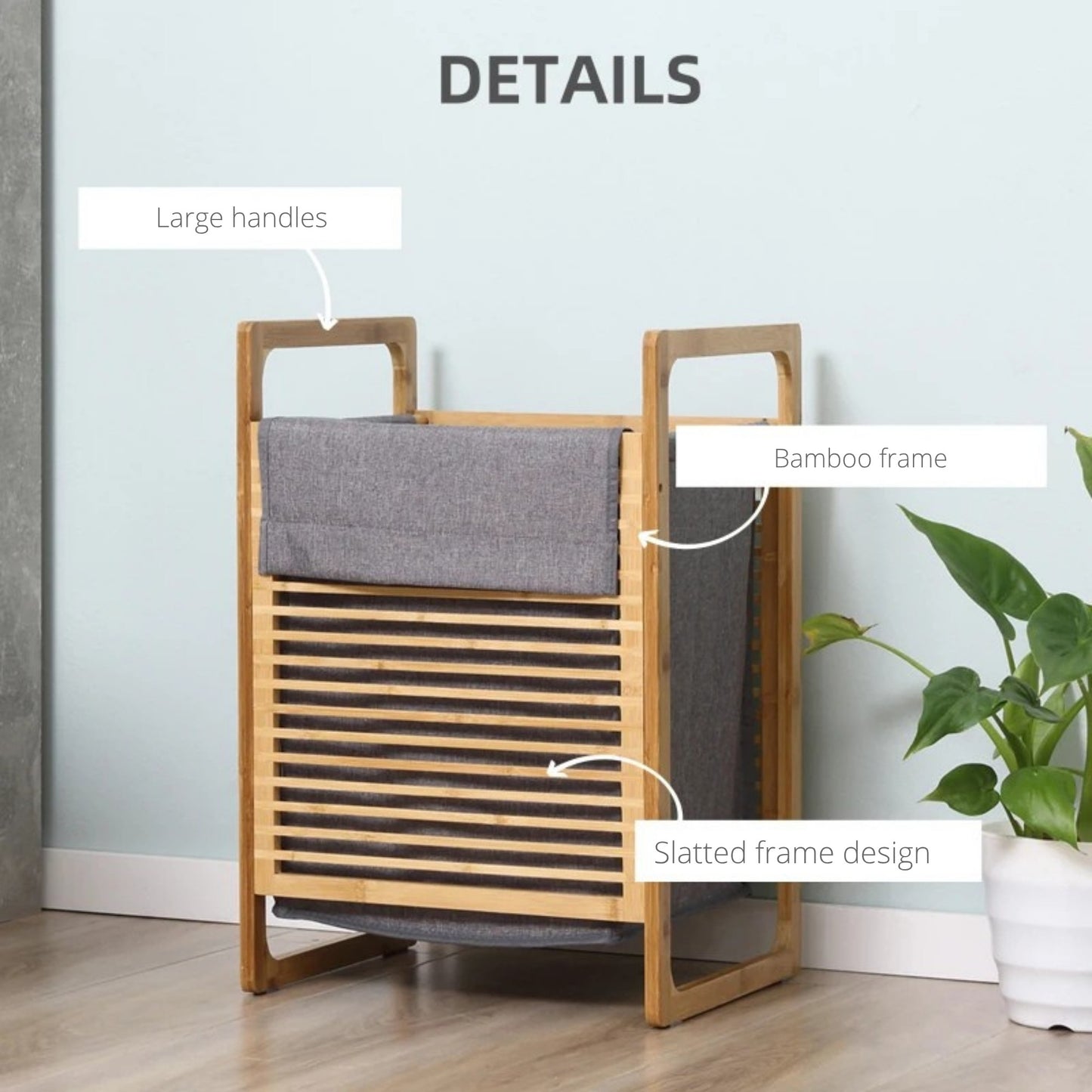 Large Bamboo Laundry Basket – Breathable Fabric Hamper