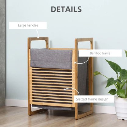 Large Bamboo Laundry Basket – Breathable Fabric Hamper