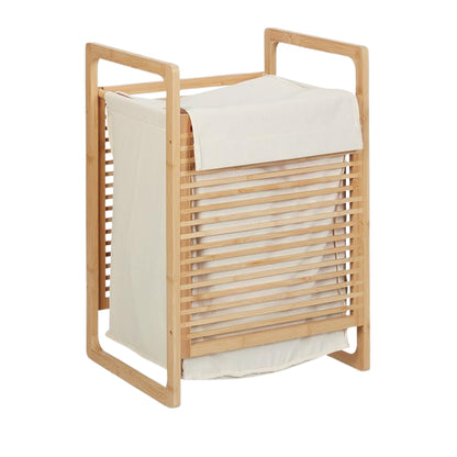 Large Bamboo Laundry Basket – Breathable Fabric Hamper