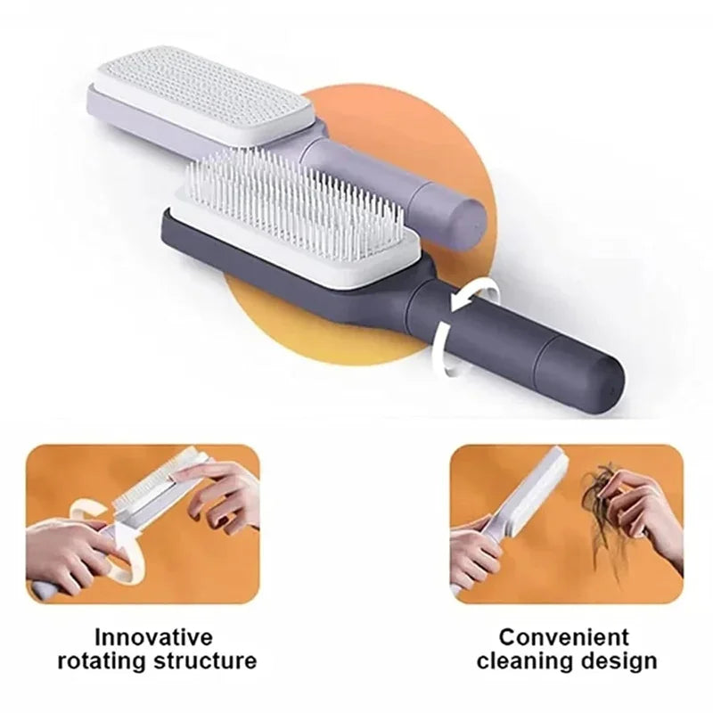 Self-Cleaning Rotating Hairbrush – Anti-Static Scalp Massage Comb
