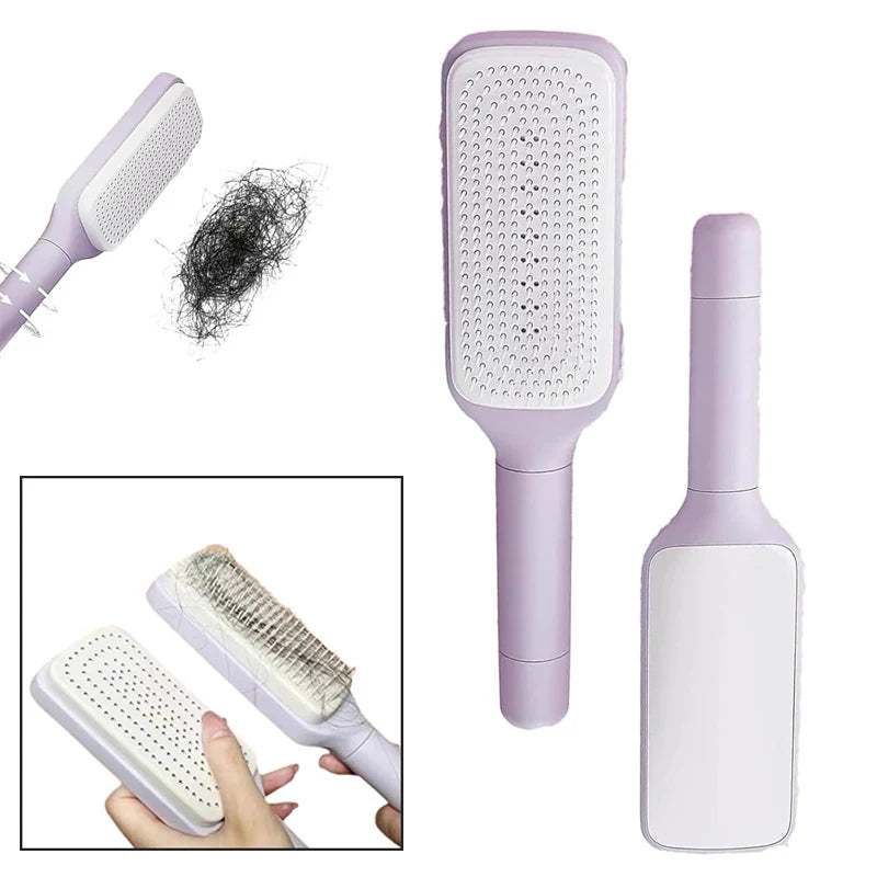 Self-Cleaning Rotating Hairbrush – Anti-Static Scalp Massage Comb