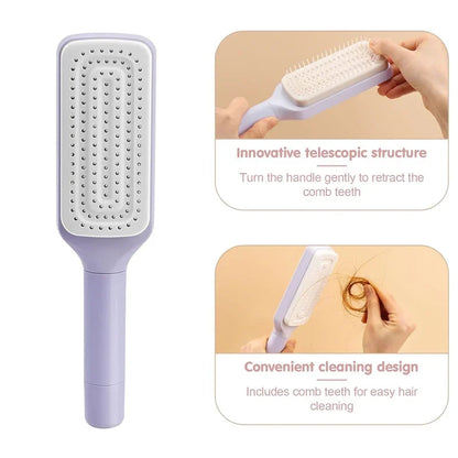 Self-Cleaning Rotating Hairbrush – Anti-Static Scalp Massage Comb