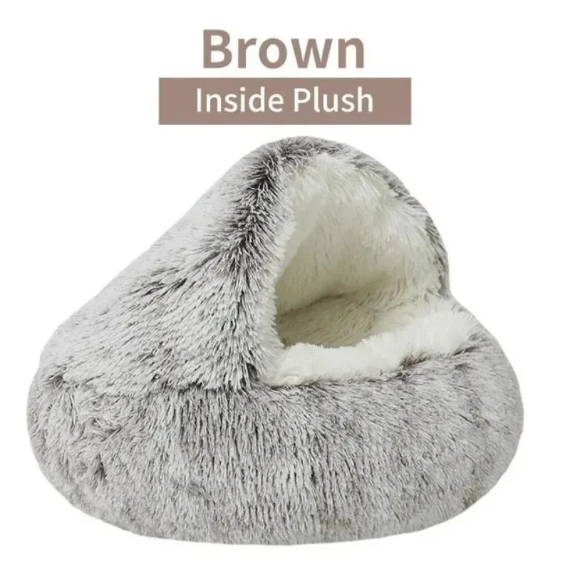 Soft Plush Pet Bed – Warm Covered Cat & Small Dog Sleeping Nest