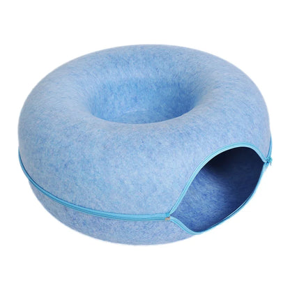 Donut Cat Bed – 2-in-1 Felt Cat House & Tunnel Play Bed