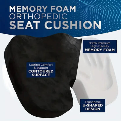 U-Shape Memory Foam Travel Seat Cushion – Hip & Back Support
