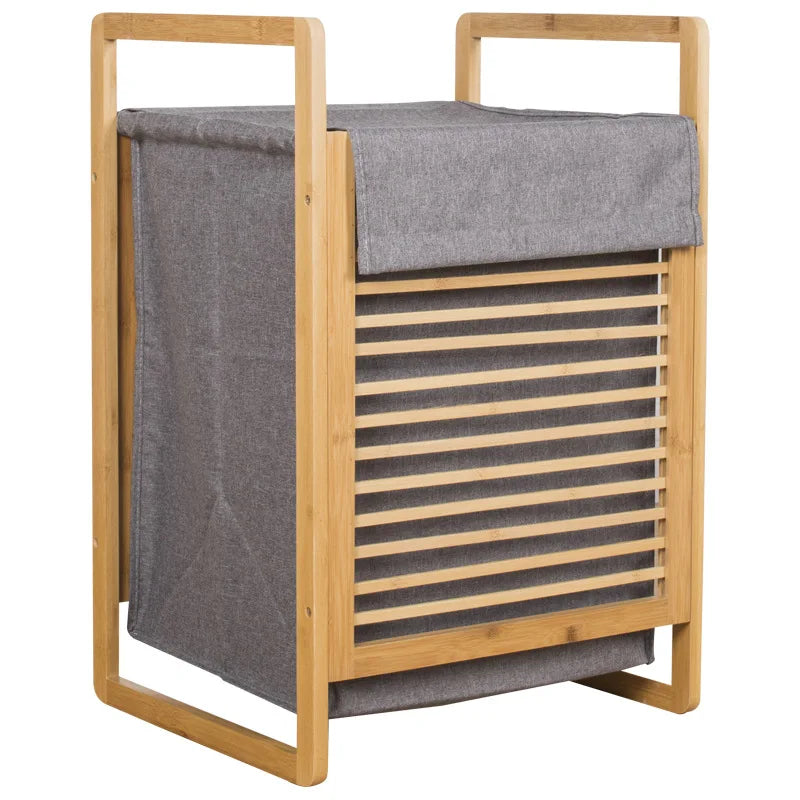 Large Bamboo Laundry Basket – Breathable Fabric Hamper