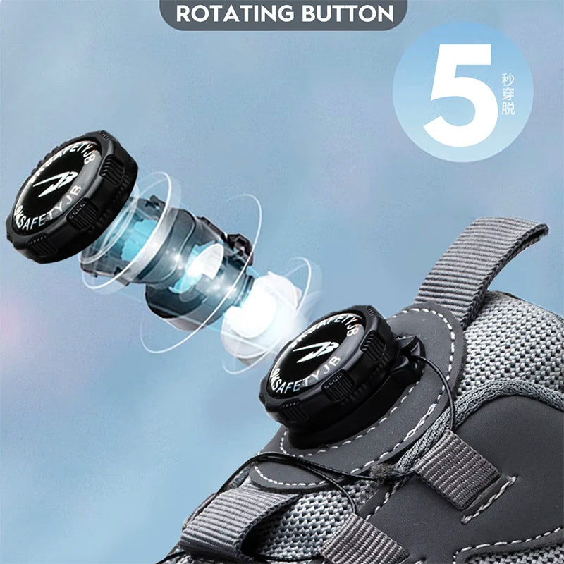 Rotating Button Safety Shoes – Anti-Smash & Anti-Puncture Work Sneakers