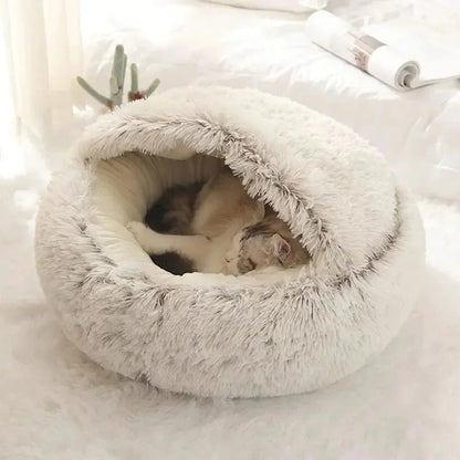 Soft Plush Pet Bed – Warm Covered Cat & Small Dog Sleeping Nest