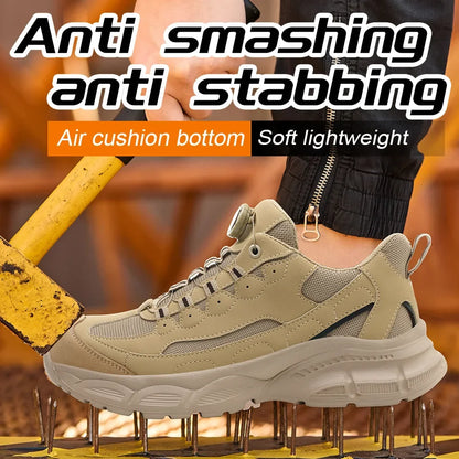 Men’s Safety Work Shoes with Rotary Button – Anti-Smash & Non-Slip