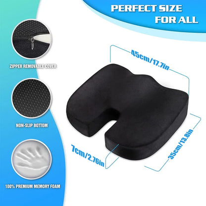 U-Shape Memory Foam Seat Cushion – Coccyx & Tailbone Pain Relief
