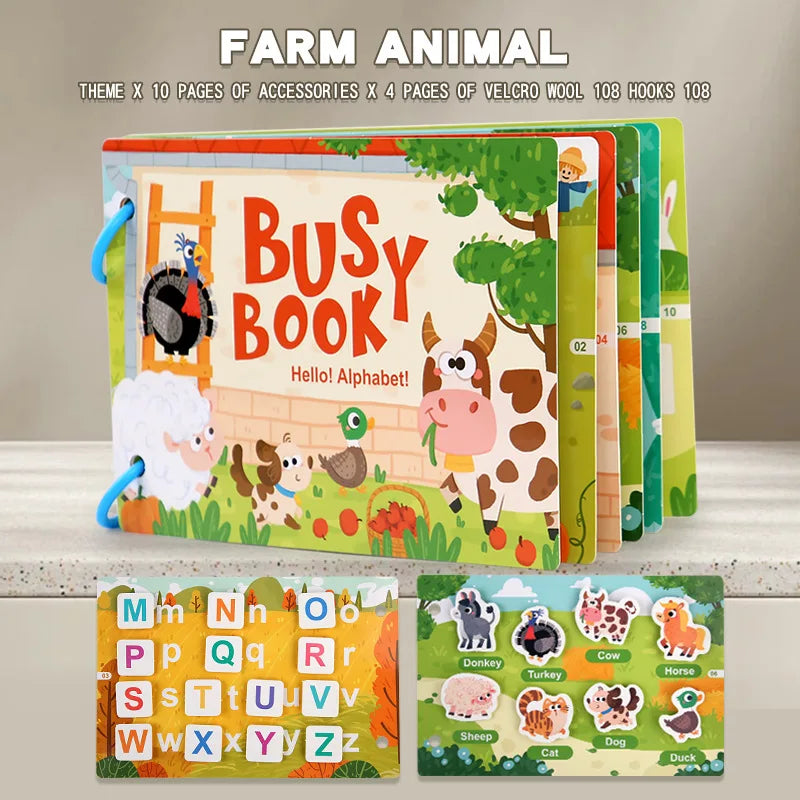 Montessori Busy Book – Early Learning Quiet Book for Toddlers (1-3Y)