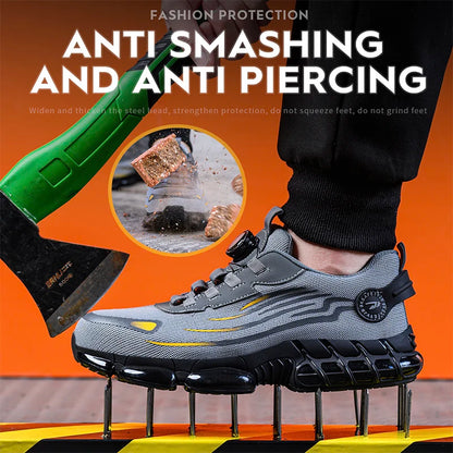 Rotating Button Safety Shoes – Anti-Smash & Anti-Puncture Work Sneakers