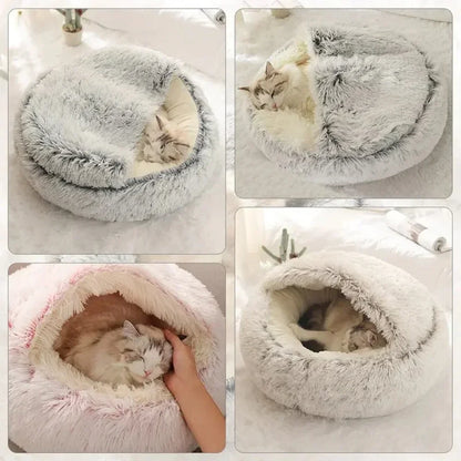 Soft Plush Pet Bed – Warm Covered Cat & Small Dog Sleeping Nest