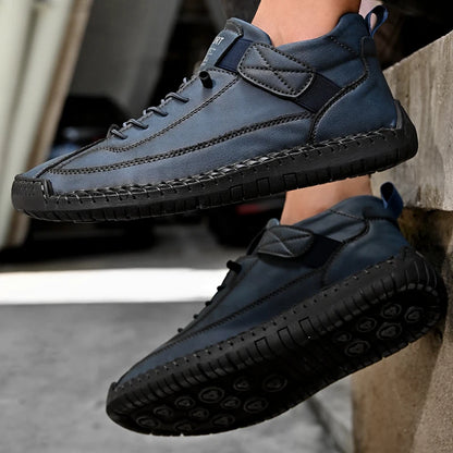 Handmade Leather Men’s Slip-On Loafers – Breathable Casual Flats