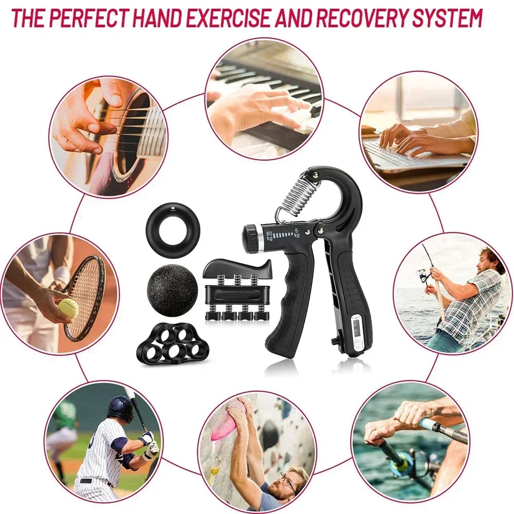 Adjustable Grip Strength Trainer 5–60 kg – Hand & Finger Exerciser Kit