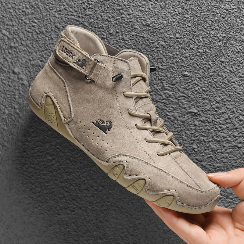 Leather Ankle Boots Men – Fur Lined, High-Top Luxury Winter Boots