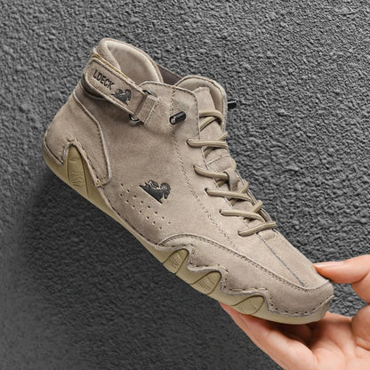 Leather Ankle Boots Men – Fur Lined, High-Top Luxury Winter Boots