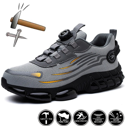 Rotating Button Safety Shoes – Anti-Smash & Anti-Puncture Work Sneakers