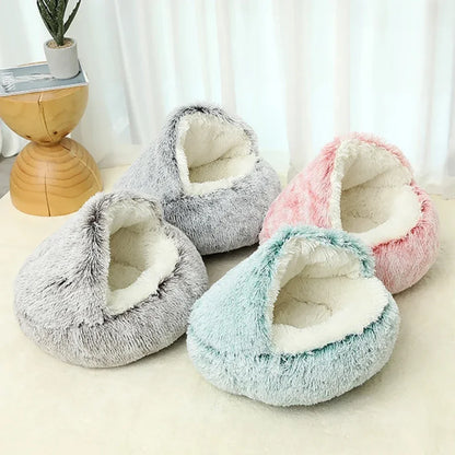 Soft Plush Pet Bed – Warm Covered Cat & Small Dog Sleeping Nest