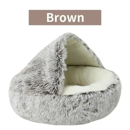Soft Plush Pet Bed – Warm Covered Cat & Small Dog Sleeping Nest