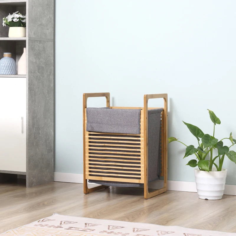 Large Bamboo Laundry Basket – Breathable Fabric Hamper